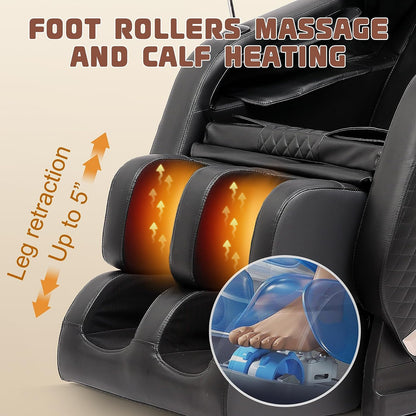 2024 Massage Chair Recliner, Zero Gravity Full Body Massage Chair with Airbags, Heating, Bluetooth Speaker and Foot Rollers (Gray)